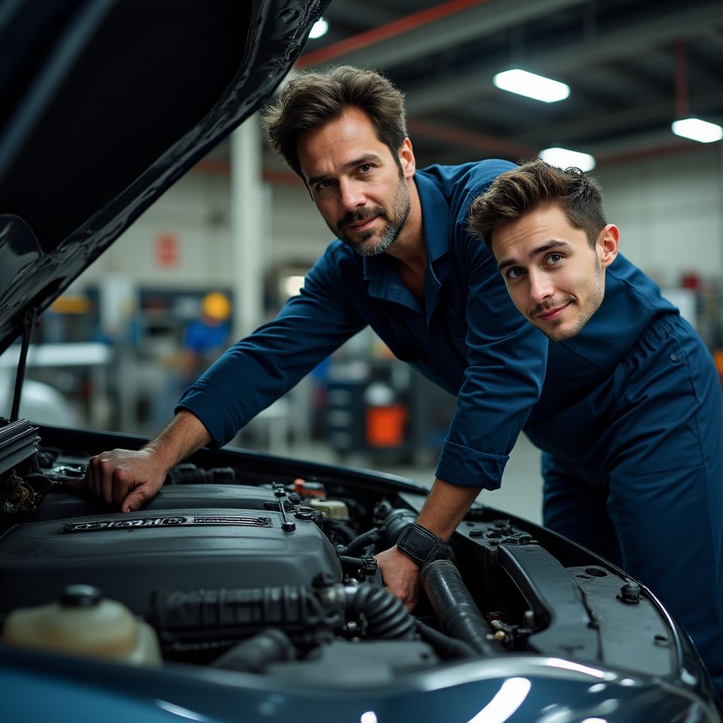Mechanik opravuje motor profesionálními nástroji